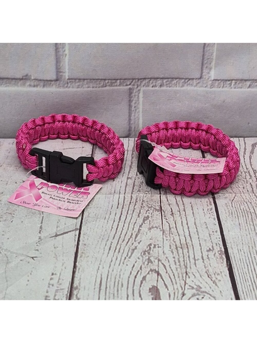 Pink Power Breast Cancer Awareness Parachute Bracelet Paracord BCA-PARA Lot of 2